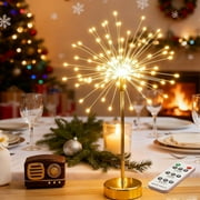 Guvpev 2Pcs Nest and Flowers Table Lights, Mini Table Starburst Lights, 13.8 USB Battery Warm White Decorative Fairy Tree Light, Dandelion Gold LED Table Lamps for Christmas Party Indoor Decor Gifts