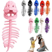Guvpev 3D Plush Dinosaur Skeleton Costume, Realistic Spinosaurus Fossil Jumpsuit with Padded Spine and Skull Mask, Spooky Halloween Dress-Up & Role Play Outfit for All Age Groups