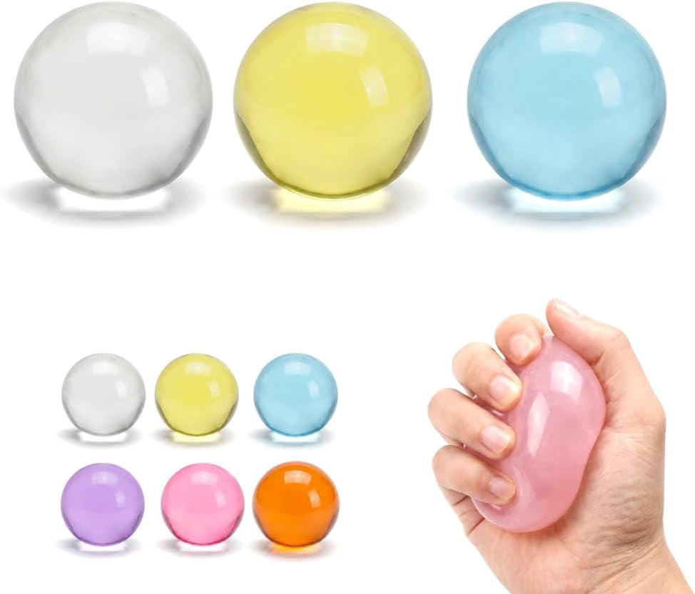 Guvpev 3Pcs Coconut Oil Stress Balls, Translucent Dumpling Squishy Shapeable Squeeze Toys, Non-Sticky Slow Rising Sensory Fidgets Toys for Anxiety Relief, Portable Desk Accessories for Focus