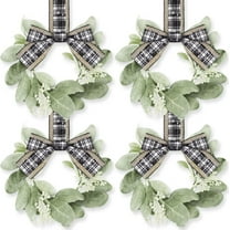 Guvpev 4 Pcs 9" Mini Christmas Wreath for Front Door Kitchen Cabinet Christmas Wreaths Small Xmas Door Wreath Decor for Xmas Porch Wall Window Decor(Vivid Style)