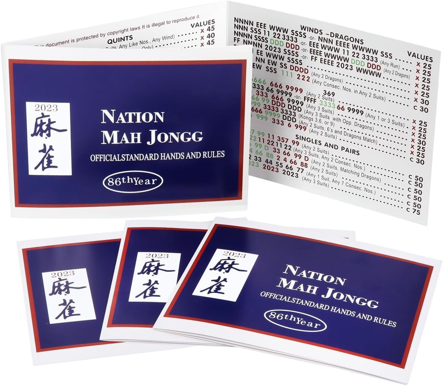 Guvpev 4 Pcs Mahjong Cards 2024, Mah Jongg Card Official Standard Hands