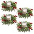 thumbnail image 1 of Guvpev 4PCS Christmas Candle Rings, Wreaths, Mini Xmas Wreaths, Table Centerpieces, Candle Rings for Pillars, Front Door, Window, Chair Decorations, 1 of 7