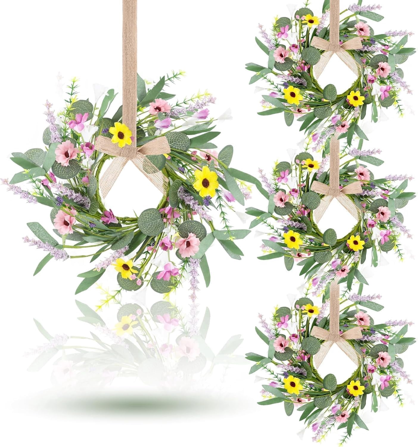 Guvpev 4Pcs Artificial Summer Floral Wreath Swags, 11.4