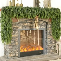 Guvpev 5FT Artificial Cedar Christmas Garland - Real Touch Christmas Cedar Garland, Realistic Faux Lush Green Pine Needles Garland for Mantel, Table, Window, Stairs, Holiday Indoor Outdoor Xmas Decor