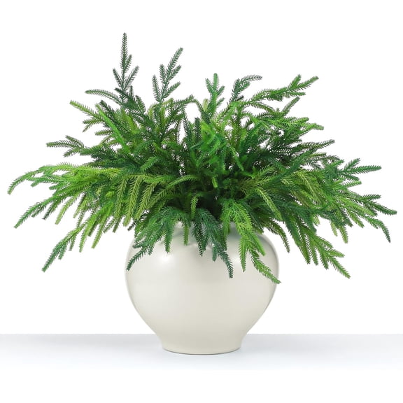 Guvpev 6 Pcs 18 Inch Christmas Norfolk Pine Branches, Artificial Norfolk Branch Faux Plants Greenery Stem Pine Picks for Christmas Vase DIY Crafts Centerpiece Garland Wreath Home Decor