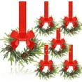 thumbnail image 1 of Guvpev 6 Pcs 6 Inch Christmas Mini Cabinet Wreaths for Kitchen with Ribbon Bows Norfolk Pine Small Window Wreaths Garland for Door Window Farmhouse Christmas Party Decorations, 1 of 12