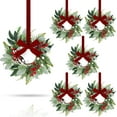 thumbnail image 1 of Guvpev 6 Pcs 9'' Mini Christmas Hanging Wreaths with Ribbon Artificial Pine Cones Red Berry Small Candle Ring Wreaths Pillar Wreath for Kitchen Cabinet Farmhouse Front Door Window Wall Xmas Holiday, 1 of 14