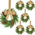 thumbnail image 1 of Guvpev 6 Pcs Small Christmas Wreath 12'' Mini Wreaths for Kitchen Cabinet Wreaths with Red Berry & Jute Bow Window Christmas Xmas Farmhouse Decoration for Front Door Chair Wall, 1 of 14