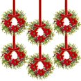 thumbnail image 1 of Guvpev 6 Pieces 10" Mini Christmas Wreath with Red Berry, Cabinet Wreaths for Kitchen, Small Christmas Wreath with Red and Black Plaid Bow, Farmhouse Wreath for Holiday Xmas Party Decorations, 1 of 14