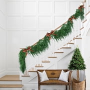 Guvpev 6FT Artificial Christmas Garland, Real Touch Dragon Juniper Greenery Garland Ornaments, Festive Seasonal Decor for Indoor/Outdoor, Handmade Xmas Tree Garland for TV Stand, Wall, Mantel, Stairs