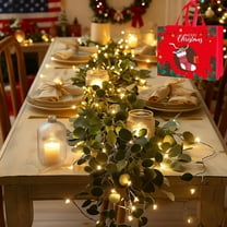 Guvpev 6FT Artificial Eucalyptus Leaf Garland with 96 Warm White Twinkle LED Lights, Fairy Light Olive Vine Garland, Cozy Home Decor, Faux Greenery Garland for Indoor Outdoor Christmas Decorations