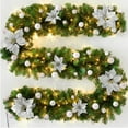 thumbnail image 1 of Guvpev 6FT Christmas Garland with LED Lights, Artificial Christmas Illuminate Flower Garlands with Berries, Balls, Flowers, Indoor/Outdoor Christmas Decorations, Flower Vine Plants Home Decor, 1 of 8