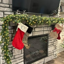 Guvpev 6FT Norfolk Pine Christmas Garland with 50 LED Lights – Real Touch Faux Greenery Garland Christmas Decorations for Holiday, Mantel, Staircase, Table, Indoor & Outdoor Seasonal Decor