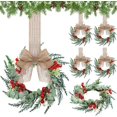 thumbnail image 1 of Guvpev 6PCS Mini Wreaths for Kitchen Cabinet 12 Inch Small Christmas Wreath with Burlap Ribbon Red Berry and Eucalyptus Leaves for Xmas Window Front Door Fireplace Chair Farmhouse Hanging Decor, 1 of 8