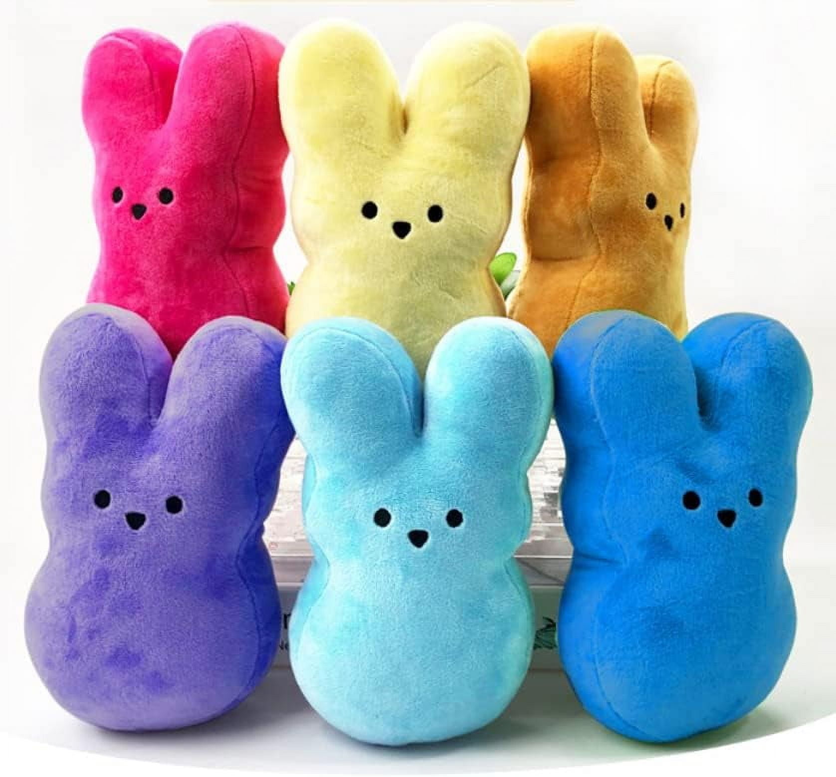 Guvpev 6Pcs Easter Bunny Peep 10" Plush Collectible, Soft & Huggable Bunny Stuffed Animal Easter Decorations Doll, Easter Basket Stuffers Gifts for Boys & Girls