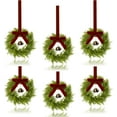 thumbnail image 1 of Guvpev 6Pcs Mini Christmas Wreath, 12 Inch Small Wreaths for Kitchen Cabinets, with Deep Red Bow Vintage Bells Pine and Cypress Leaves for Fireplace Window Farmhouse Indoor Home Decorations, 1 of 7