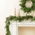 thumbnail image 1 of Guvpev 9FT Artificial Cedar Christmas Garland, Real Touch Green Faux Cypress Garland with Red Berries, Realistic Winter Greenery Garland for Table, Mantel, Wall, Indoor Outdoor Christmas Decorations, 1 of 9