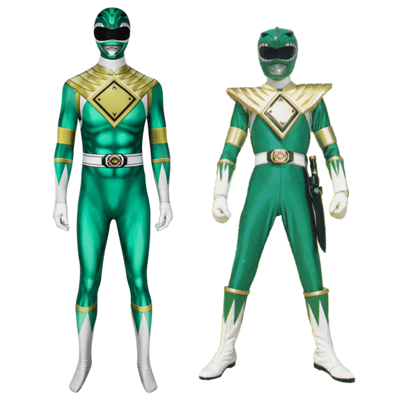 Guvpev Adult Ranger Green Costume, Halloween Cosplay Dress Up Outfits, 3D Spandex Superhero Deluxe Zentai Jumpsuit for Halloween Party Fancy Dress up