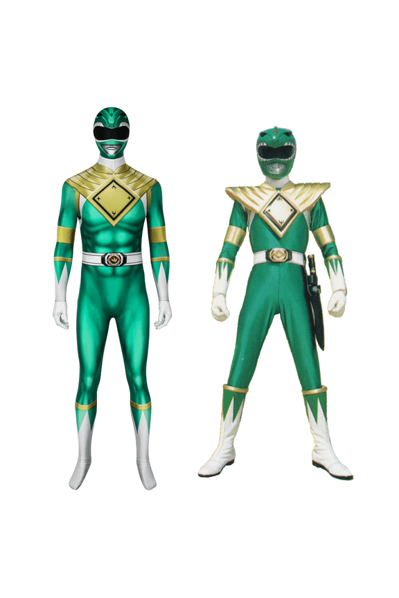 Adult Ranger Green Costume, Halloween Cosplay Dress Up Outfits, 3D Spandex Superhero Deluxe Zentai Jumpsuit for Halloween Party Fancy Dress up