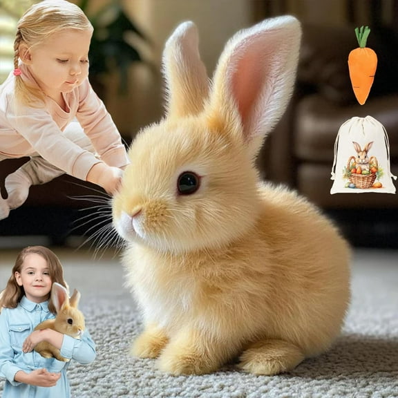 Guvpev Bunby - My Realistic Bunny Toys, Interactive Realistic Rabbit Toys That Moves, Jumping, Twitching & Shaking Ears, Easter Bunny Stuffed Animal, Easter Decorations Bunny Dolls, Unique Gifts
