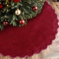 thumbnail image 1 of Guvpev Burgundy Christmas Tree Skirt - 48" Neutral Velvet Christmas Tree Skirts Modern Scalloped Edge Xmas Decorations Minimalist Mat for Home Indoor Outdoor Xmas Holiday Party Decorations All Year, 1 of 12