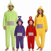 Guvpev Cartoon Onesie Halloween Costume for K'ids, Unisex Silly One-Piece Pajamas, Soft Plush Cosplay Jumpsuit & Loungewear, Cozy Warm Fleece Hooded Sleepwear for Halloween Cosplay & Dress Up Party
