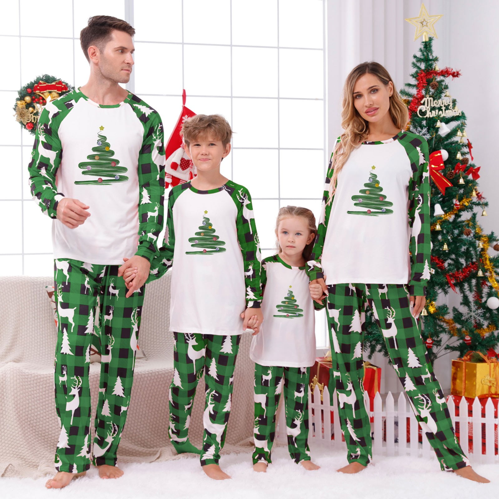 Guvpev Christmas Pajamas Matching Family Pajamas for Christmas Reindeer