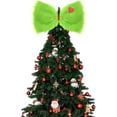 thumbnail image 1 of Guvpev Christmas Tree Topper Bow - 14 x 8'' Large Green Furry Gr-inch Bow Tree Toppe with Glitter Heart for Indoor Outdoor Christmas Decorations Holiday Party Supplies Gr-inch Tree Topper Decorations, 1 of 6