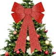 thumbnail image 1 of Guvpev Christmas Tree Topper Bows for Christmas Tree, 16x24 In Glitter Pink Christmas Bows, Glitter Christmas Decorations, Xmas Bows for Indoor Outdoor Home Holiday Party Decorations, 1 of 16