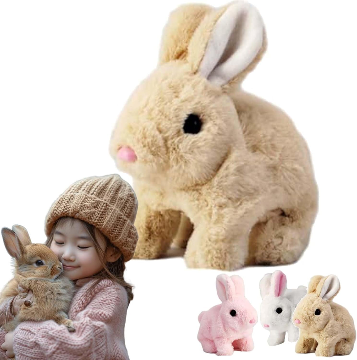 Plush Easter Rabbit Guvpev Easter Bunby Plush Toys, Soft Lifelike Interactive Rabbit Toys ...