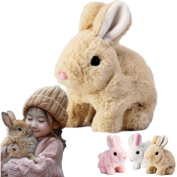 Guvpev Easter Bunby Plush Toys, Soft Lifelike Interactive Rabbit Toys, Can Moves, Hops, Twitches & Wiggles Ears Bunny Stuffed Animals, Easter Basket Stuffers Gifts for Kids & Bunny Lovers