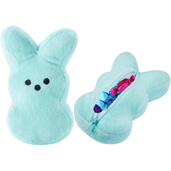 Guvpev Easter Bunny Toys with Zipper, Shaggy Bunny Peep 6” Collectible Plush Easter Decorations, Cute Bunny Stuffed Animals Zip Up Bag, Easter Basket Stuffers for Kids & Adults