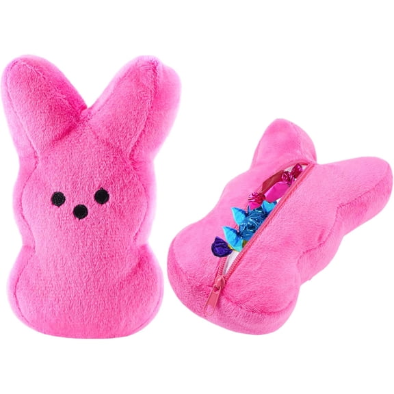 Guvpev Easter Bunny Toys with Zipper, Shaggy Bunny Peep 6” Collectible Plush Easter Decorations, Cute Bunny Stuffed Animals Zip Up Bag, Easter Basket Stuffers for Kids & Adults