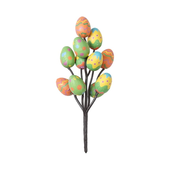 Guvpev Easter Painted Egg Decoration - 9.84in Artificial Branch with Zig-Zag & Polka Dot Eggs - Spring Desktop Ornament & Potted Plant Accent