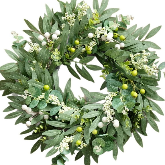 Guvpev Farmhouse Wreath with Mixed Eucalyptus Greenery for Front Door, All Season Wreath, Indoor Outdoor Decor, Home Decor, Wreaths for Door Indoor Wall Window Garden