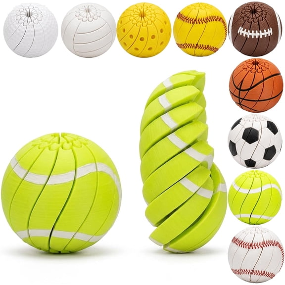 Guvpev Fidget Ball Toys, Tennis 3D Printed Twist and Turn Stress Relief Desk Fidget Ball, Relieve Anxiety Fidget Ball Sensory Puzzle, Portable Handheld Focus Ball Fidget Toys for Teens & Adults