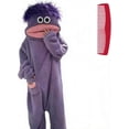 thumbnail image 1 of Guvpev Funny Big Mouth Monster Onesie with Comb, Silly Puppet Mascot Costume, Ultra Soft Coral Fleece Cosplay Pajamas, Oversized Cozy Plush Hooded Loungewear, 1 of 9