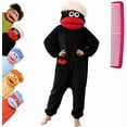 thumbnail image 1 of Guvpev Funny Big Mouth Puppet Monster Onesie Pajamas with Large Comb – Oversized Plush Fleece Hooded Loungewear Cosplay One Piece Pajamas for Sleep & Party, 1 of 9