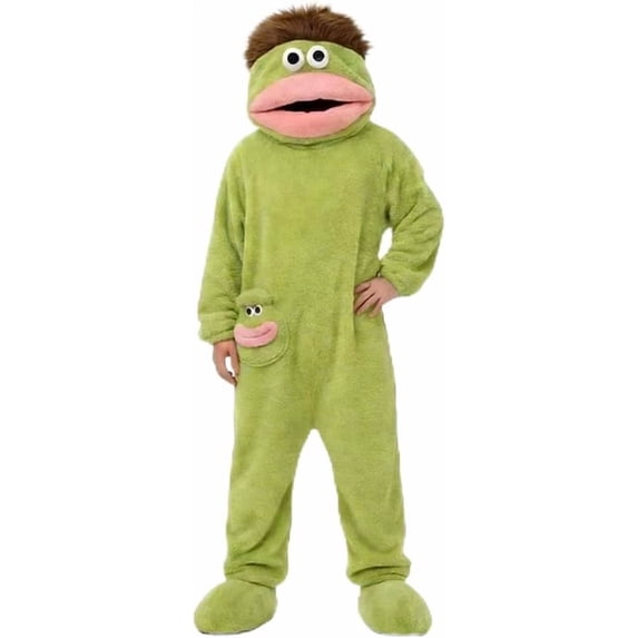 Guvpev Funny Big Mouth Puppet Monster Onesie Pajamas with Large Comb – Oversized Plush Fleece Hooded Loungewear Cosplay One Piece Pajamas for Sleep & Party