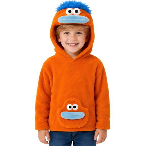 Guvpev Funny Big Mouth Monster Pullover Hoodie, Unisex Soft Plush Puppet Cosplay Hooded Sweatshirt, Oversized Fleece Loungewear, Novelty & Silly Halloween Costume for Cosplay Party & Birthday Gifts