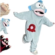Guvpev Funny Ugly Fish Onesie, Silly Big Mouth Monster Costume, Plush Animal Cosplay One Piece Pajamas, Oversized Ugly Cute Hooded Loungewear for Adults