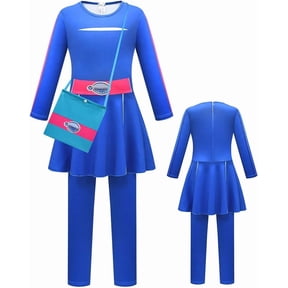 Guvpev G'irl's Zombies Costumes Addison Jumpsuit Bodysuit Outfits with Bag Zombies Series Fancy Dress Costume Halloween Addison Cosplay Zombies Cheerleader Costume for 3-12 Years