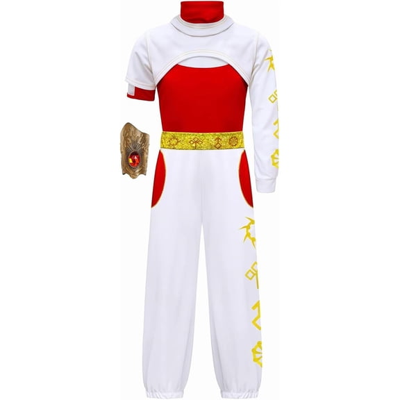 Guvpev G'irl's Zombies Costumes Nova Cosplay Cheerleader Costume Mesh Top Pant Hooded Coat Wrist Prop Full Set Outfits Zombies Movie Fancy Dress Costume Halloween Party Dress up