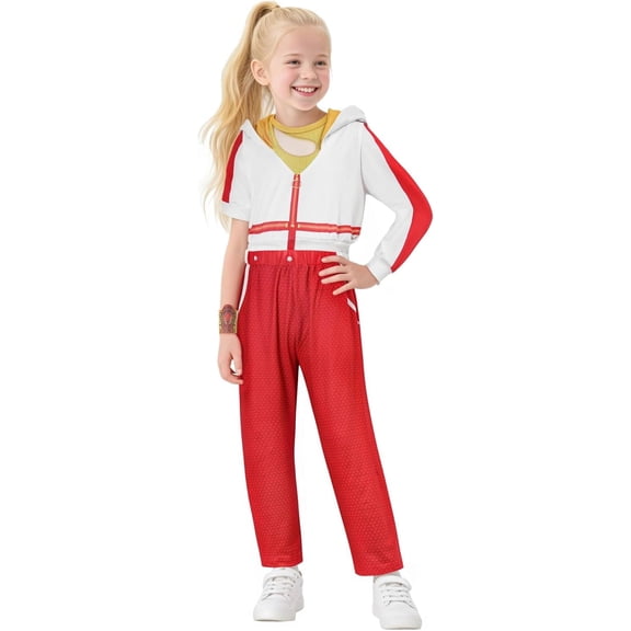 Guvpev G'irl's Nova Costumes Halloween Cosplay Suit Asymmetrical Sleeve Hoodies Pants Full Set Outfits Zombies: Dawn of the Vampires Cheerleader Uniform for Fancy Dress Costume