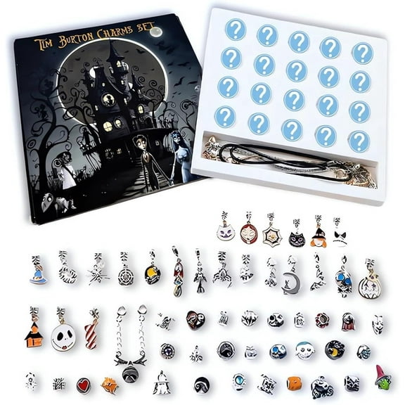 Guvpev Halloween Charm Bracelet Advent Calendar 2025, DIY Jewelry Making Kit with 20Pcs Charm Beads, 2 Bracelets & 2 Necklace, Before Christmas Countdown Calendar Mystery Blind Box, Unique Gifts