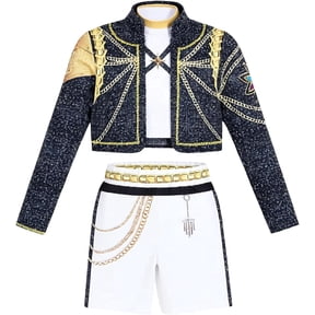 Guvpev Halloween Cosplay Costume for G'irl's, Popular Singer Idol Group Stage Performance Outfit with Uniform and Pants, Pop Star Role Play Costumes for Halloween Dress Up Party, Festival & Carnival