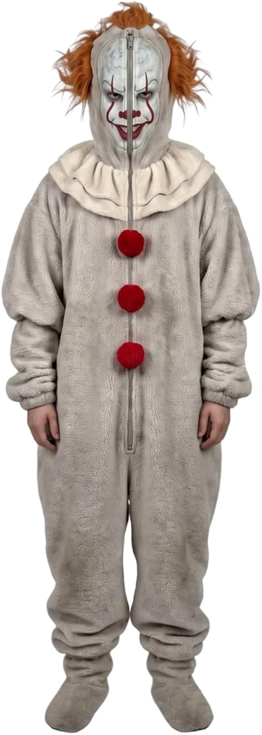Guvpev Halloween Costume For Adults Unisex Full Zip Clown Mask Hooded guvpev-halloween-costume-for-adults-unisex-full-zip-clown-mask-hooded