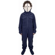 Guvpev Halloween Costume for Kids, Unisex Full Zip Ghost Face Mask Hooded Jumpsuit with Pockets, Horror Onesie Pyjamas Outfit, Scary Full Face Graphic Novelty Costume for Halloween Party & Cosplay