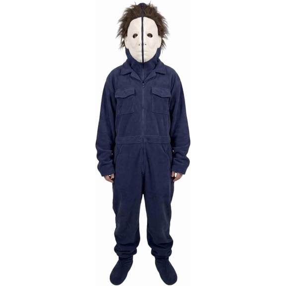 Guvpev Halloween Costume for Kids, Unisex Full Zip Ghost Face Mask Hooded Jumpsuit with Pockets, Horror Onesie Pyjamas Outfit, Scary Full Face Graphic Novelty Costume for Halloween Party & Cosplay
