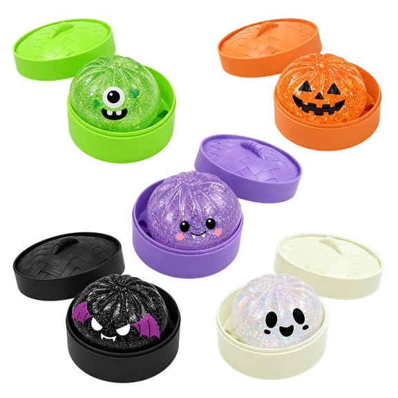 Guvpev Halloween Dumpling Squishies, Spooky Steamers Dumpling Squishy Toys, Soft Batty Buddy Dumplings Stress Balls, Anxiety Relief Sensory Fidget Toys for Party Favors & Birthday Gifts